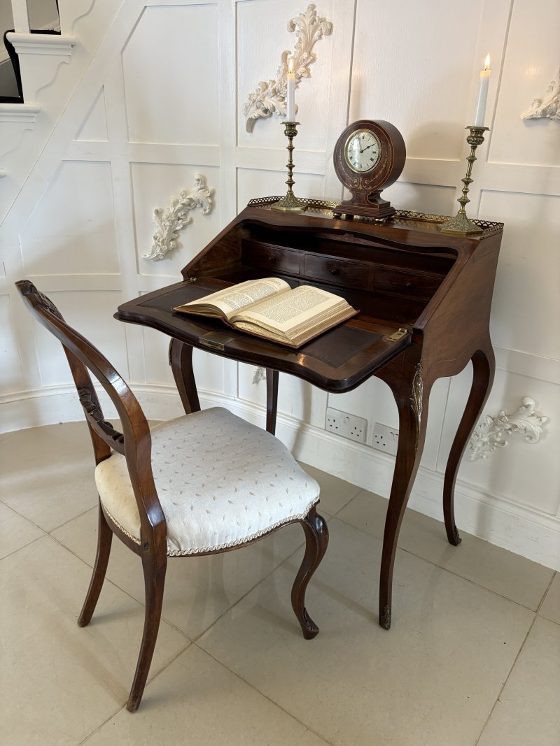 Antique Victorian French Quality Rosewood Marquetry Inlaid Bureau - Image 2